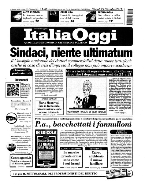 Italia oggi : quotidiano di economia finanza e politica